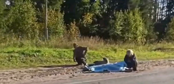 Появилось видео с места ДТП, в котором мотоциклиста задавили насмерть в Слободском районе